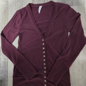 Zenana Outfitters Maroon Button-Up Cardigan